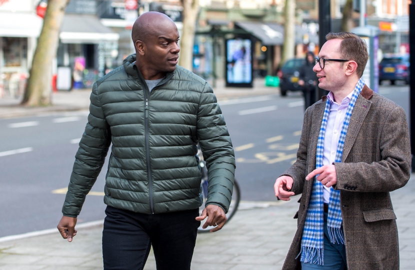 Shaun Bailey (left) and Nicholas Rogers discussing issues important to Londoners