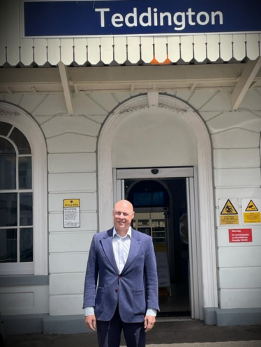 Jonathan outside Teddington station